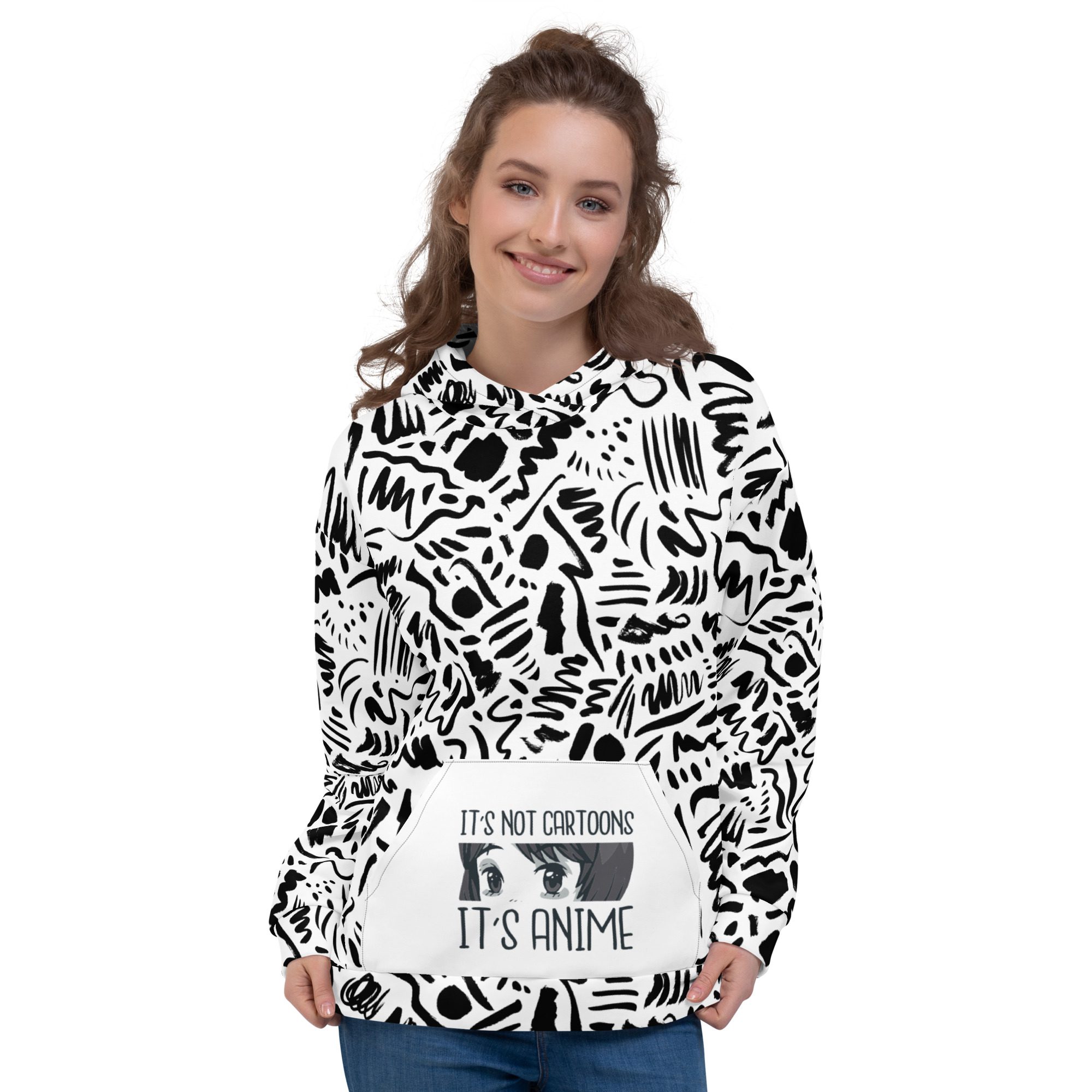 all over print recycled unisex hoodie white front 653eaae0255e4