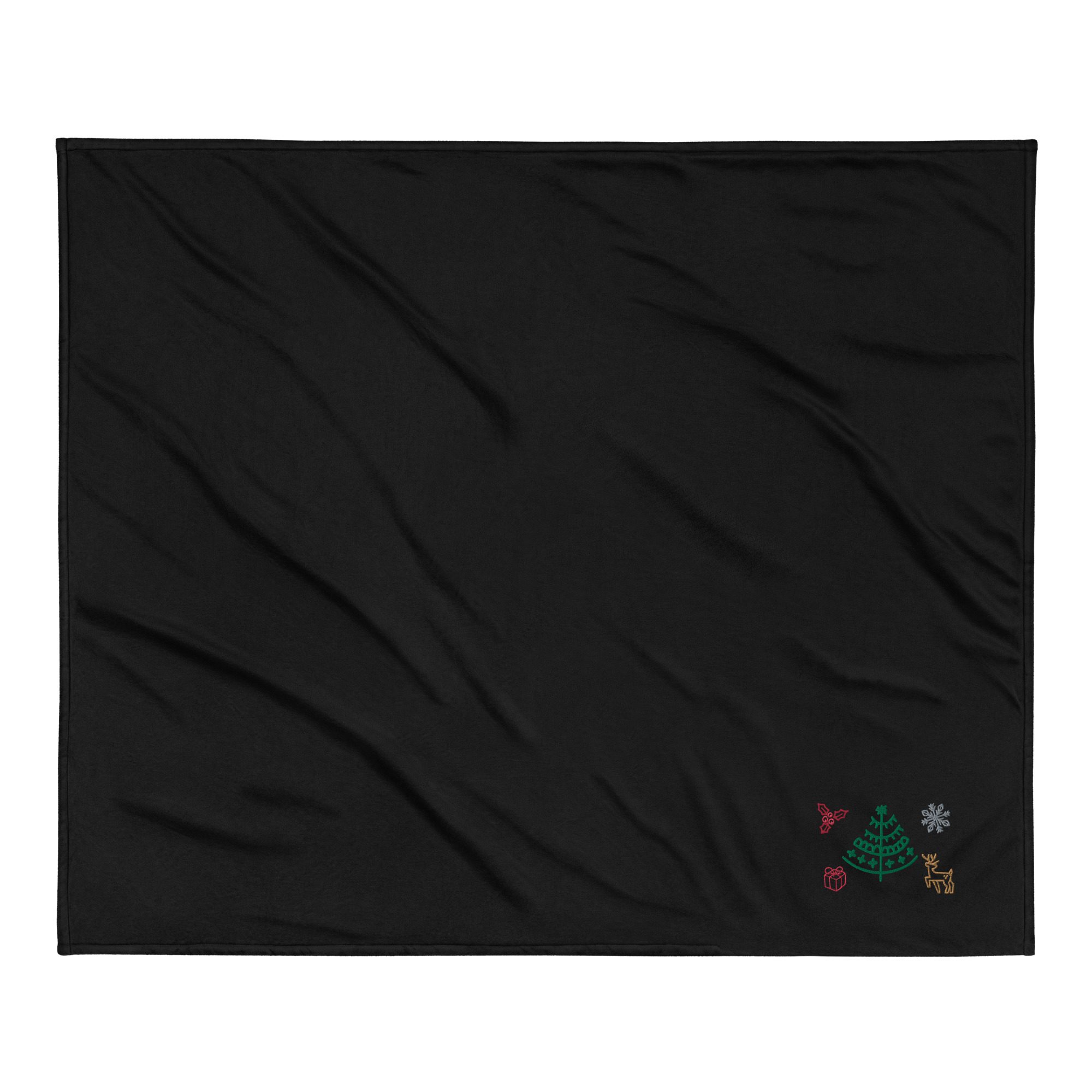 embroidered premium sherpa blanket black front 6526c33d9df1d