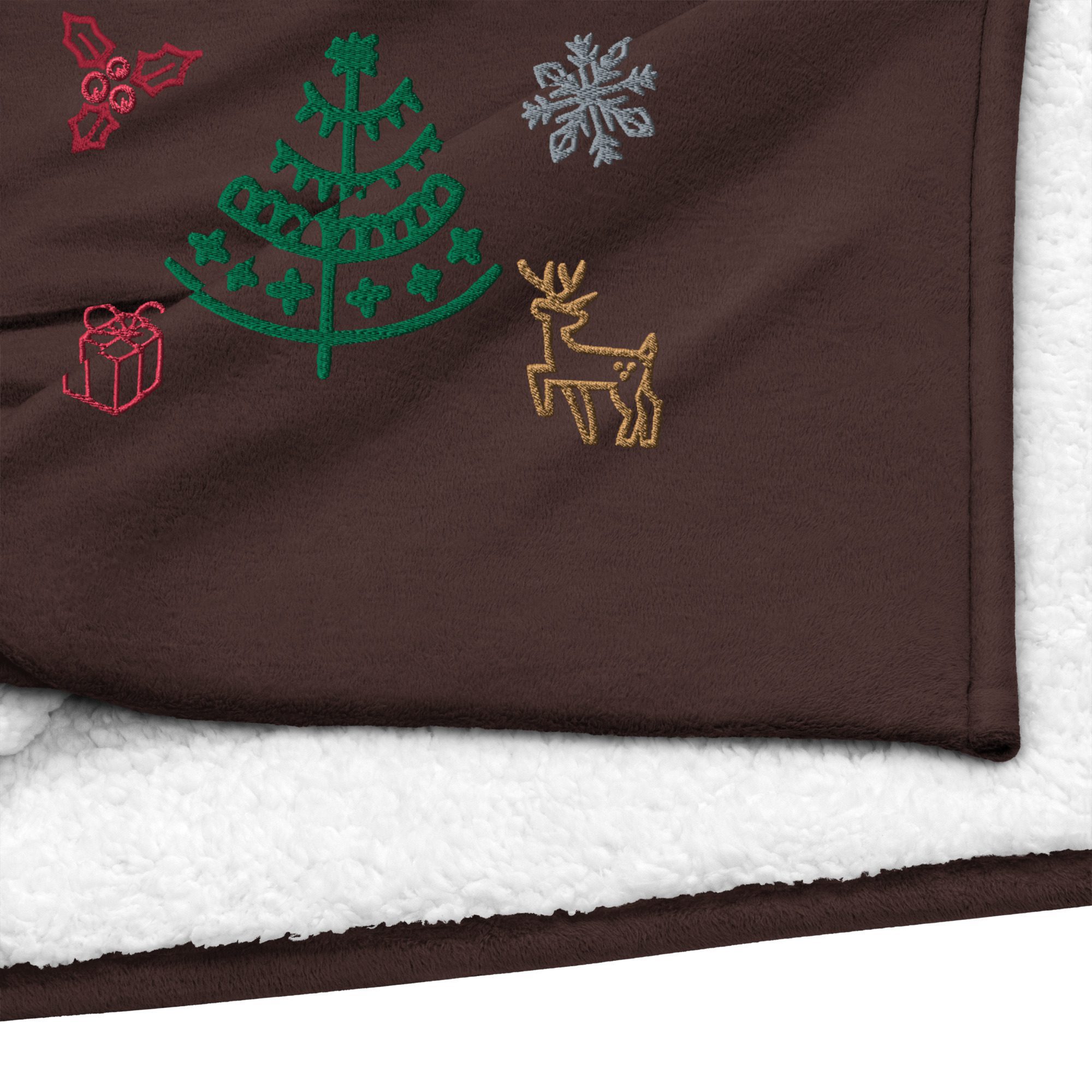embroidered premium sherpa blanket fireside brown product details 6526c33dda6d3