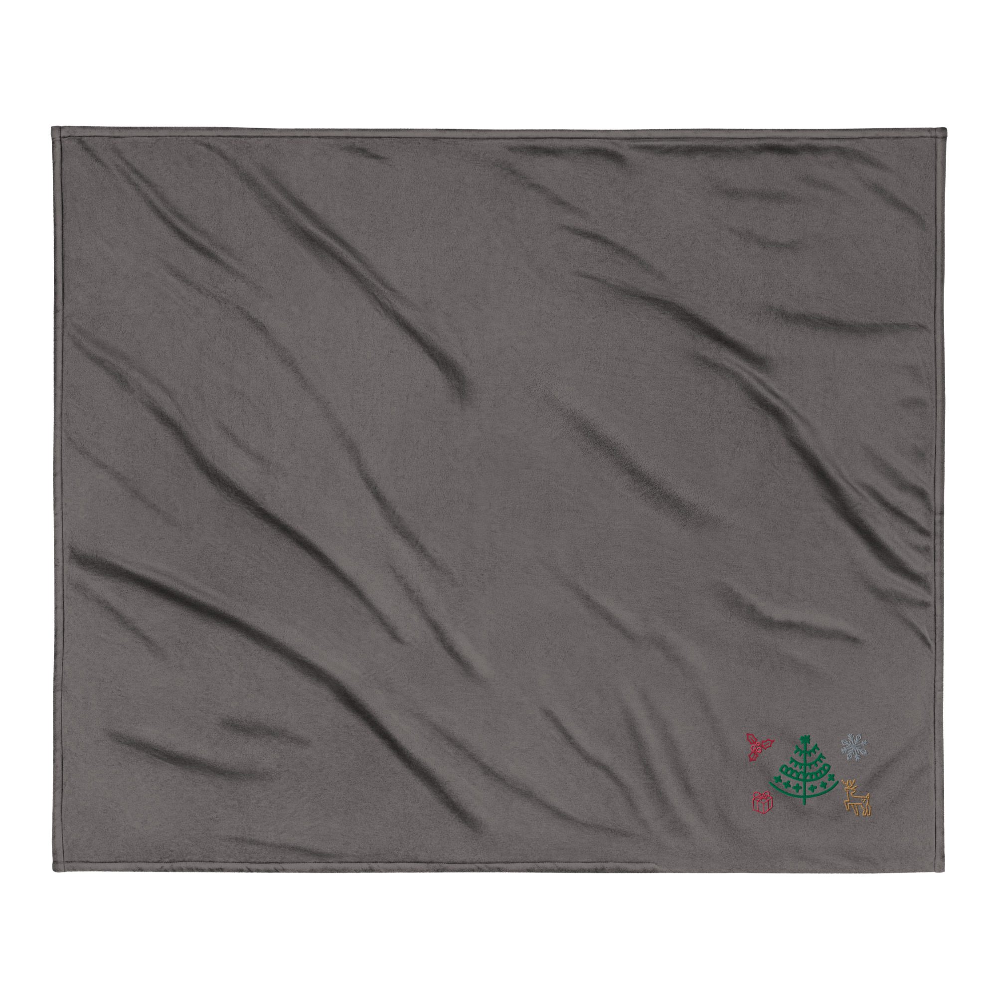 embroidered premium sherpa blanket heather grey front 6526c33ddab00