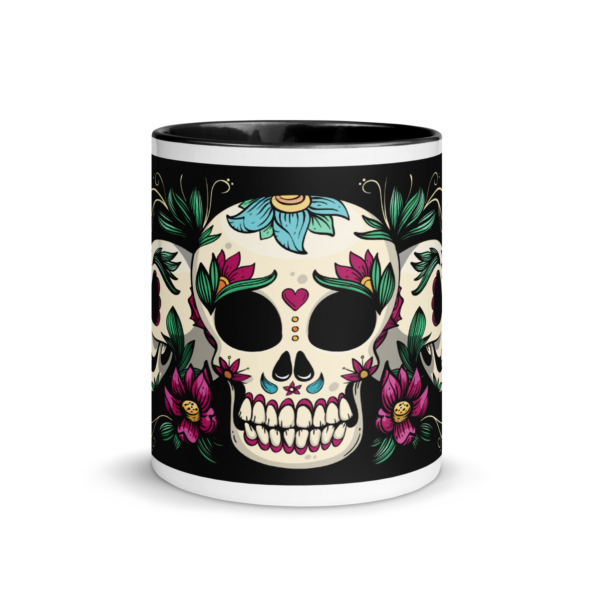 white ceramic mug with color inside black 11 oz front 65367417be61b
