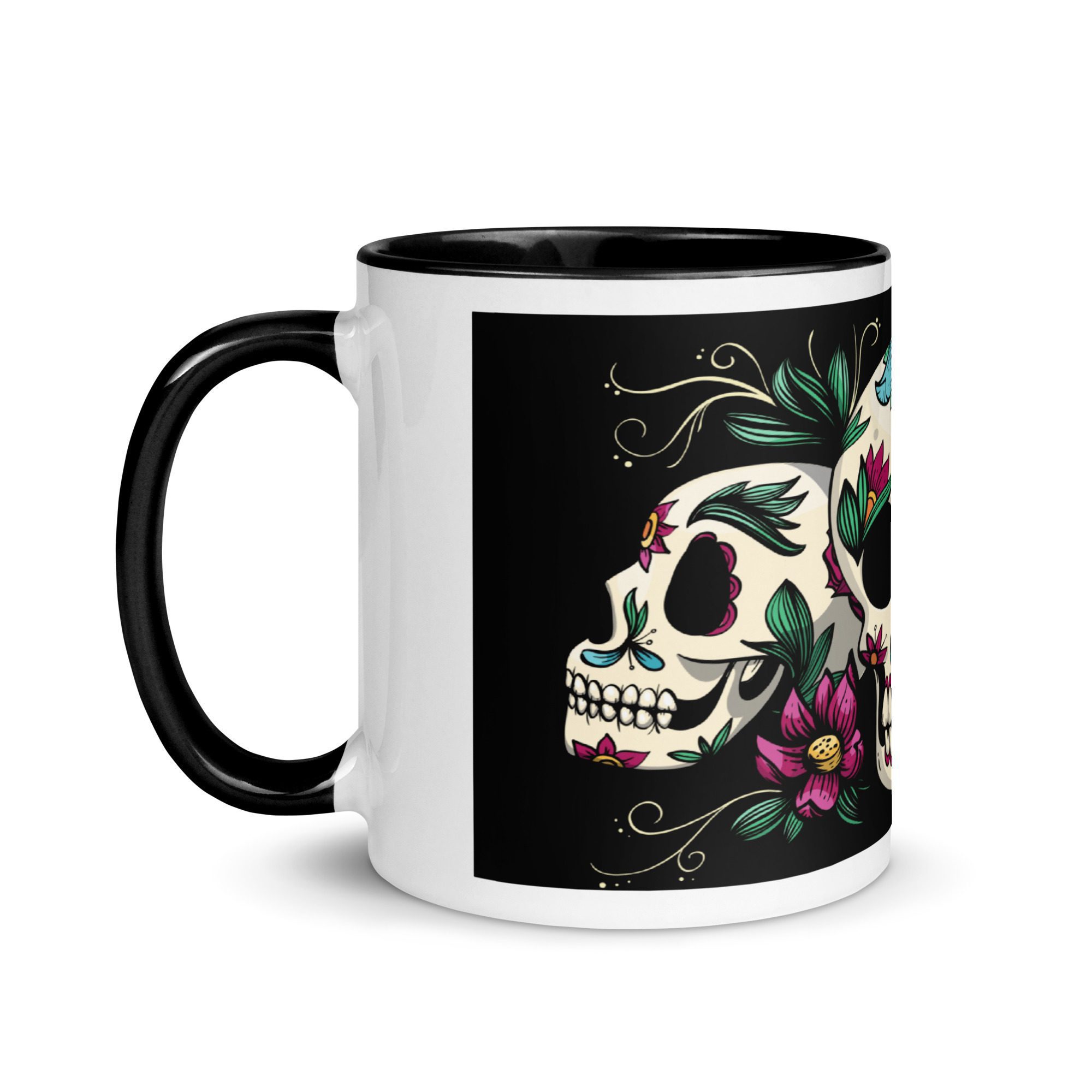 white ceramic mug with color inside black 11 oz left 65367417be65c