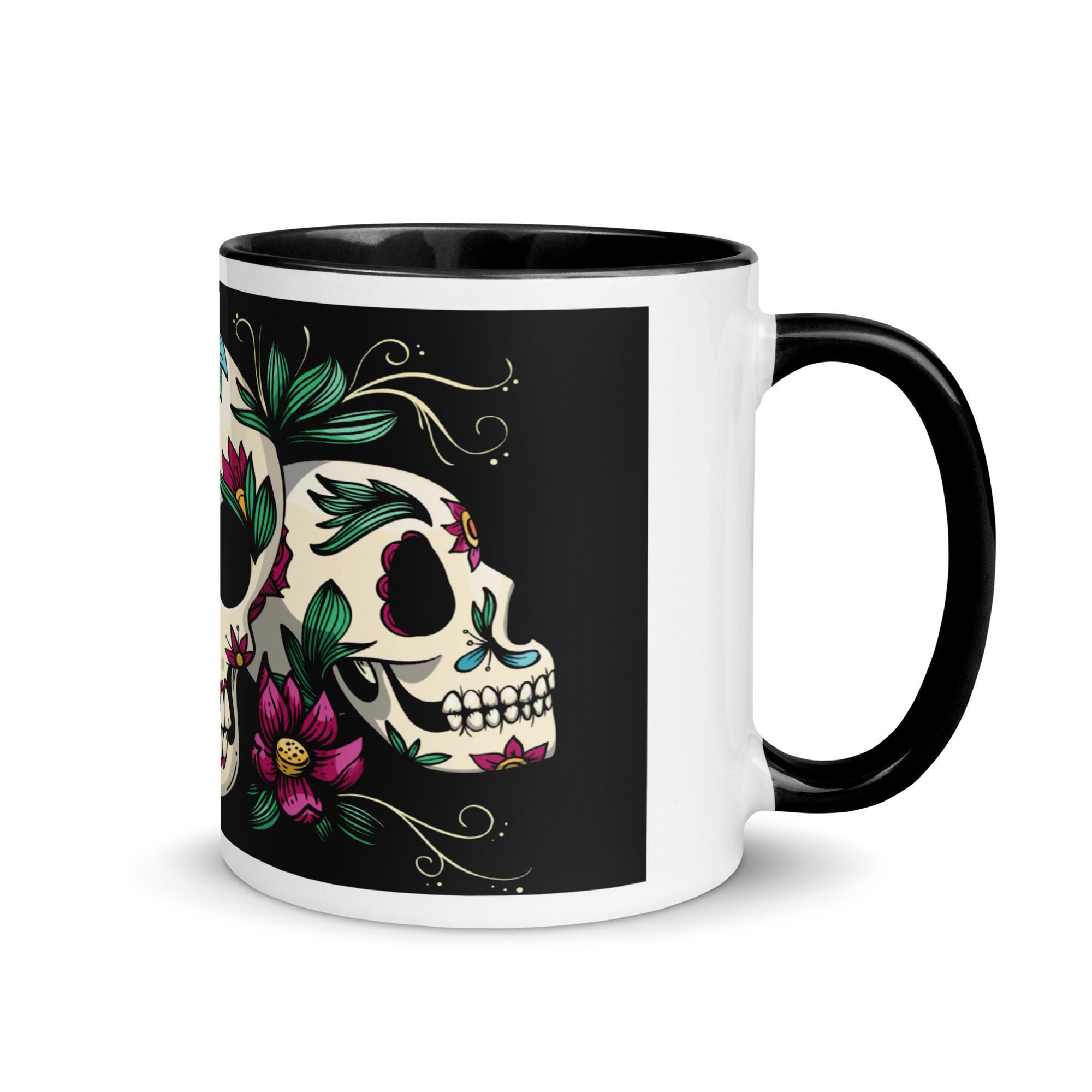 white ceramic mug with color inside black 11 oz right 65367417be5b4