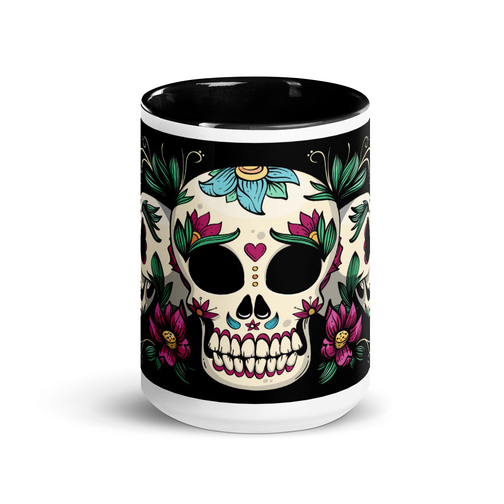 white ceramic mug with color inside black 15 oz front 65367417be72b