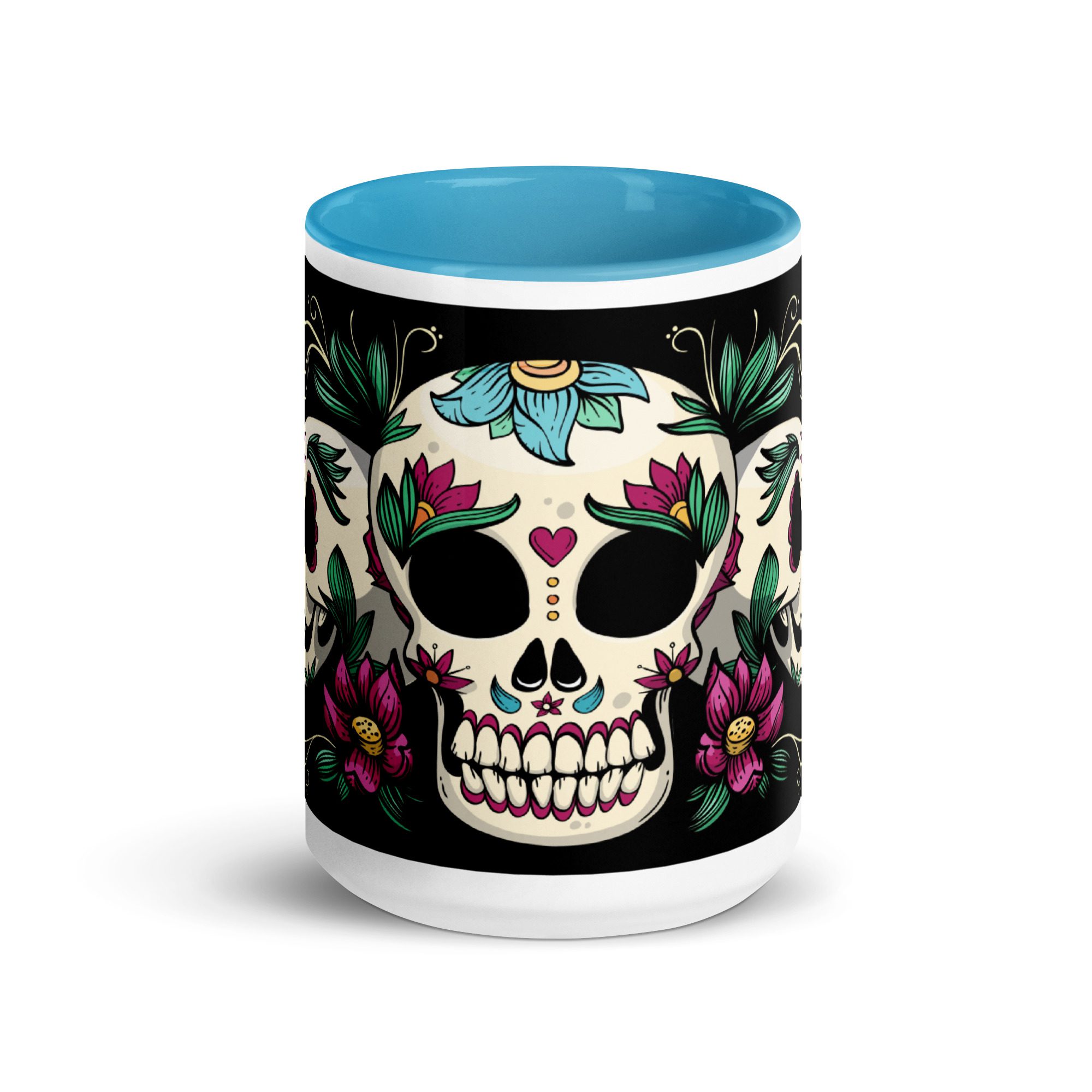 white ceramic mug with color inside blue 15 oz front 65367417bee33