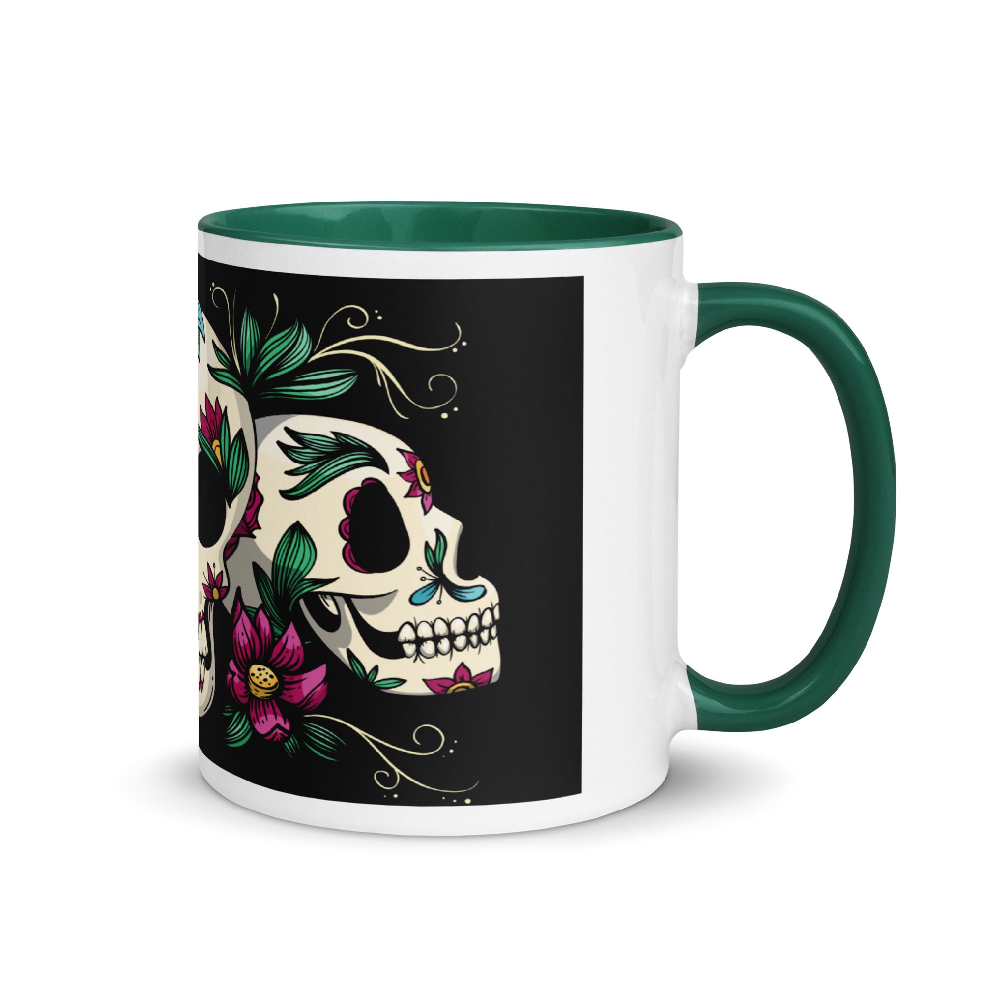 white ceramic mug with color inside dark green 11 oz right 65367417be97a