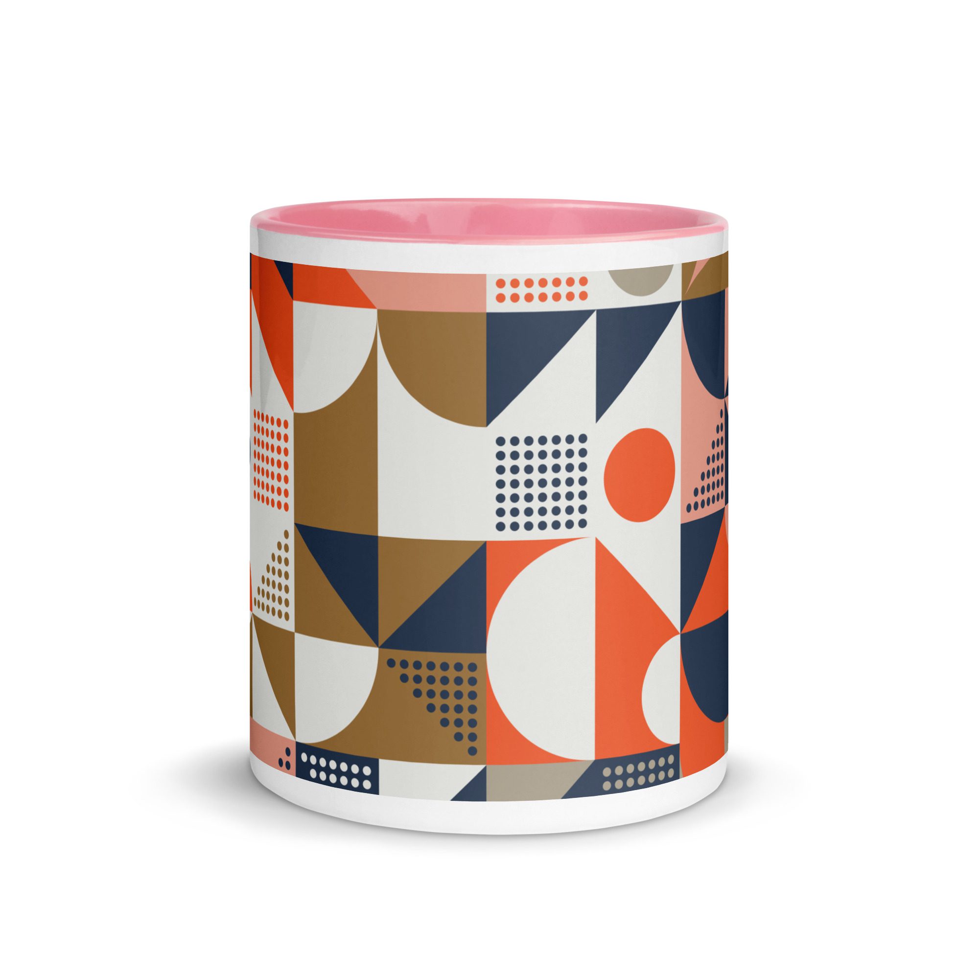 white ceramic mug with color inside pink 11oz front 6518afd260723