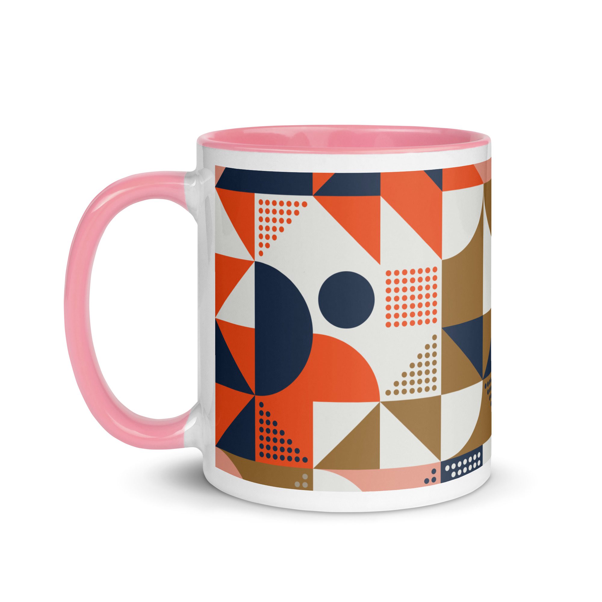 white ceramic mug with color inside pink 11oz left 6518afd26075a