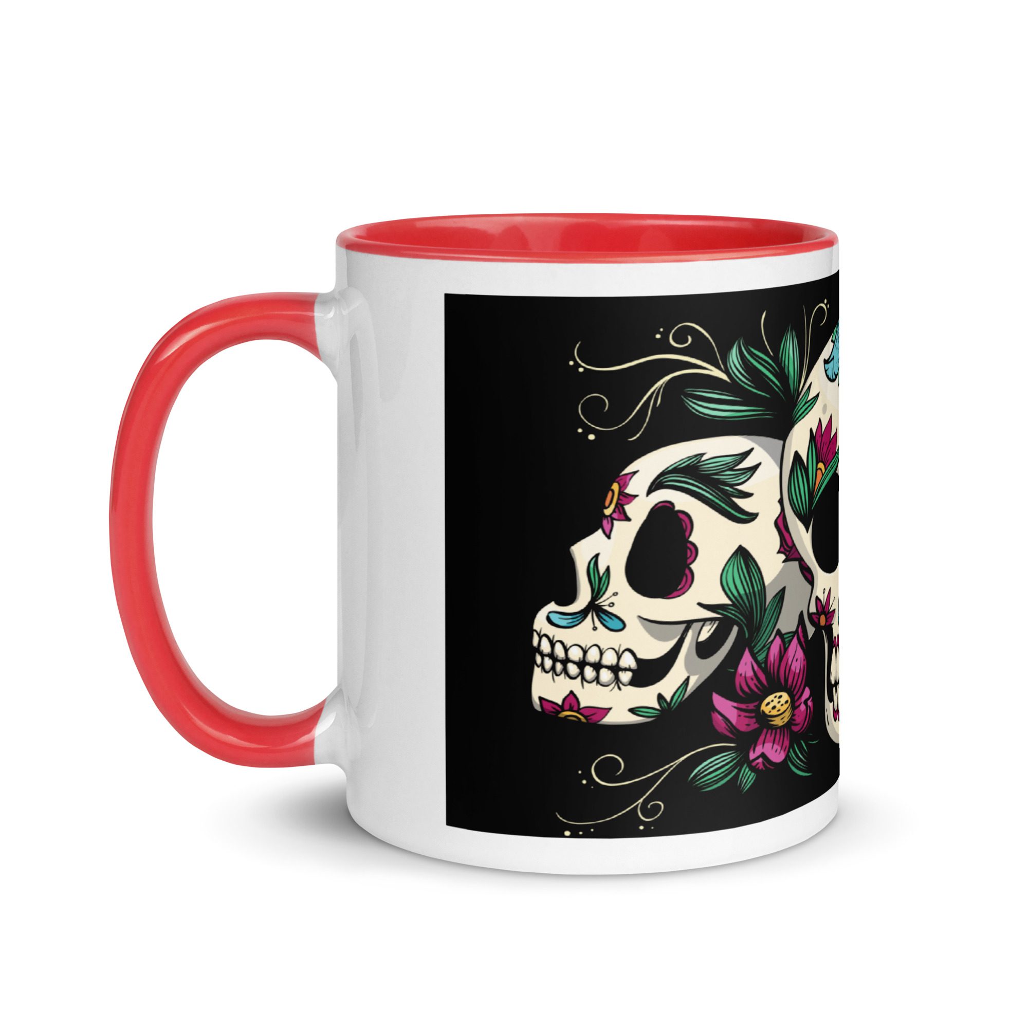 white ceramic mug with color inside red 11 oz left 65367417be815