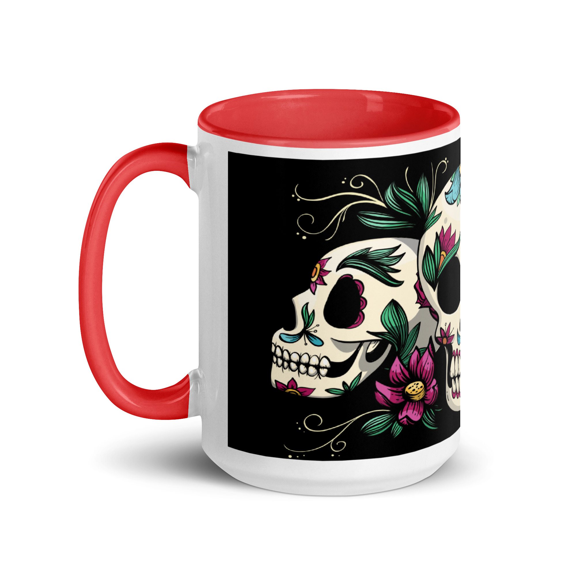 white ceramic mug with color inside red 15 oz left 65367417be905
