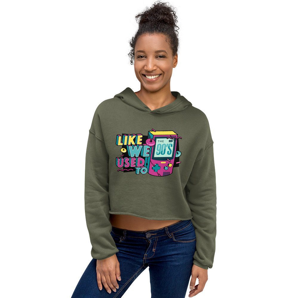 womens cropped hoodie military green front 65297defd0482