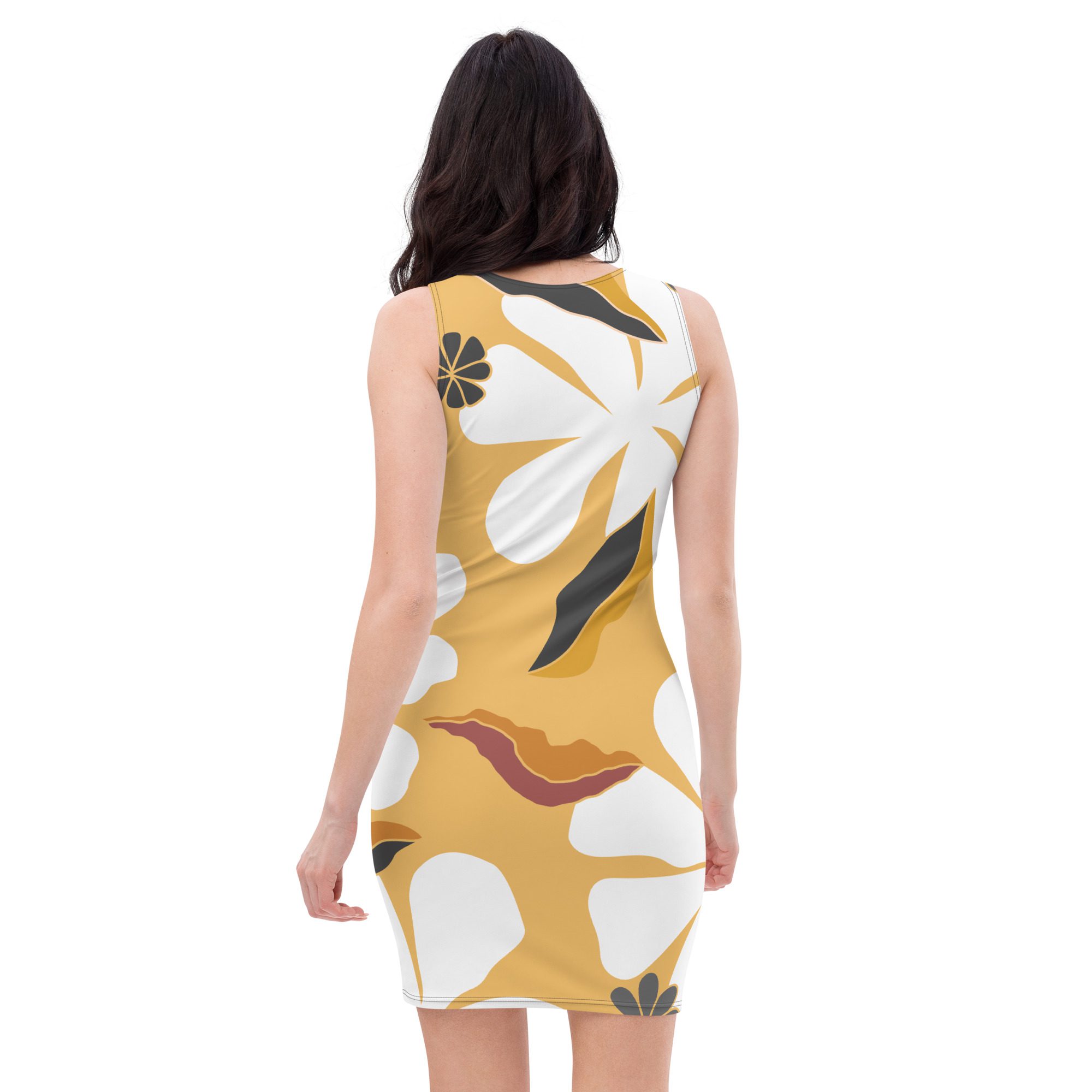 all over print bodycon dress white back 654527549059f