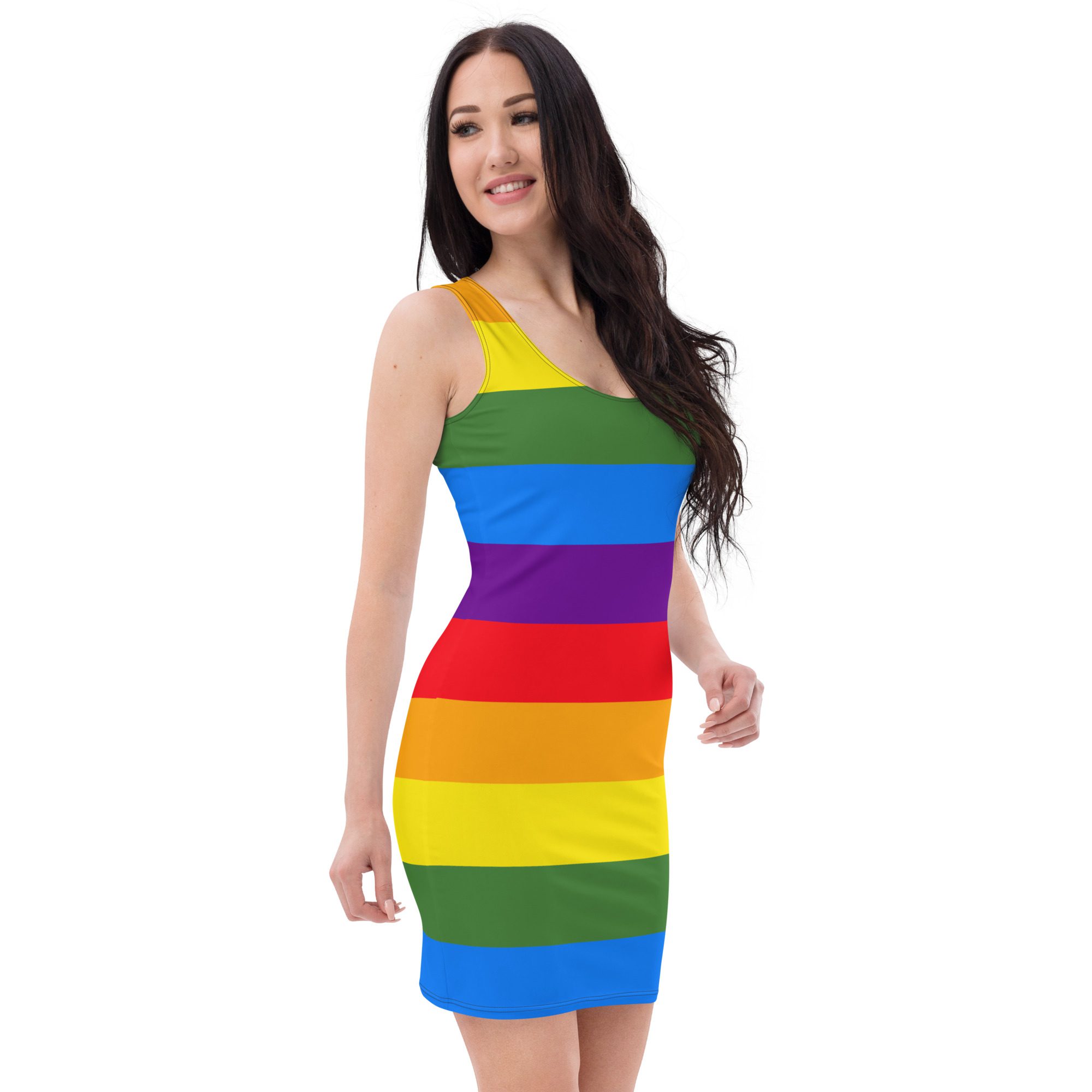 vestido ajustado mod. bandera arcoiris lineas finas