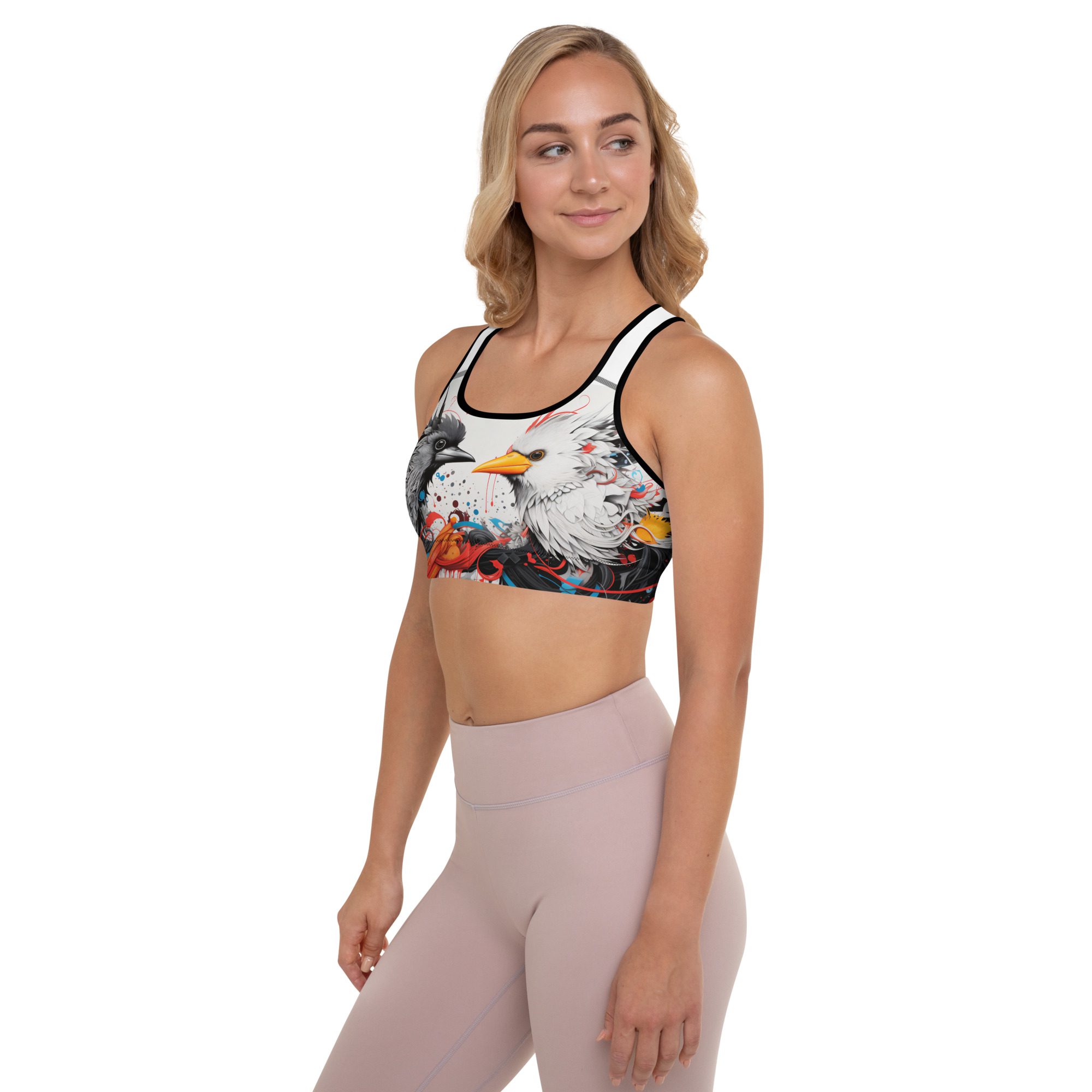 all over print padded sports bra black left 656f90a303330