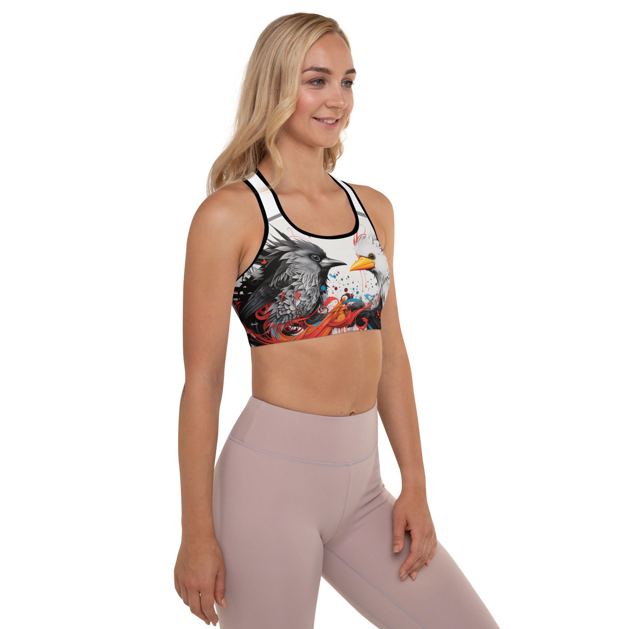 all over print padded sports bra black right 656f90a303423