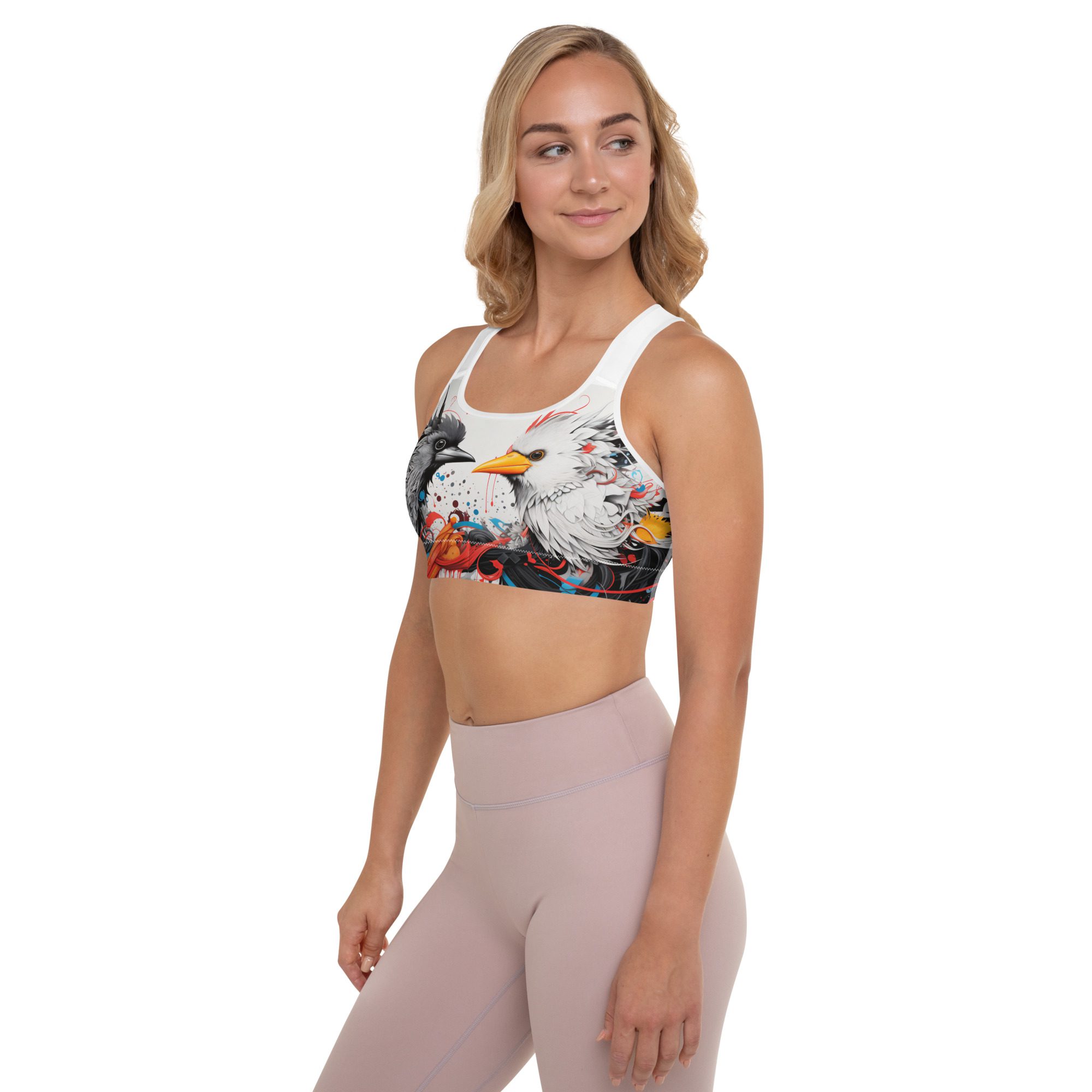 all over print padded sports bra white left 656f90a303639