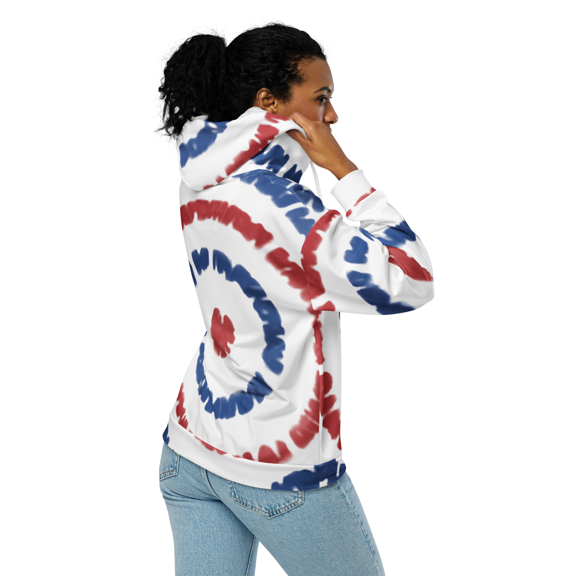 all over print recycled unisex zip hoodie white back 65b16230e38c6